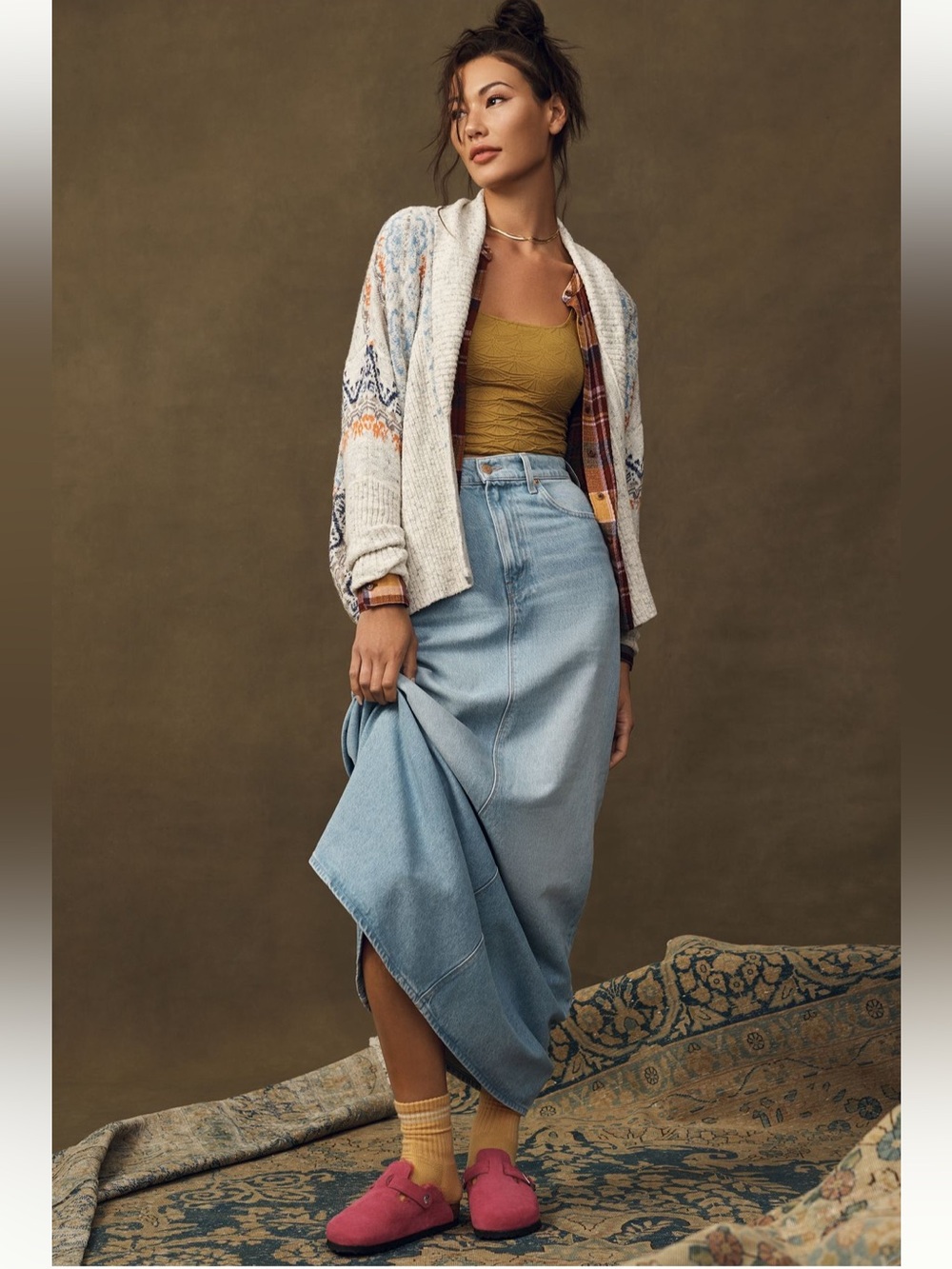 MOTHER Snacks Denim long skirt New